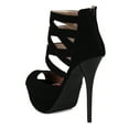thumbnail image 3 of Qupid AH29 Women Nubuck Caged Stiletto Platform Stiletto Heel, 3 of 6