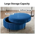 thumbnail image 7 of MDQMD 31.5" Round Storage Ottoman with Reversible Lid Velvet Upholstered Pumpkin Shaped Ottoman Multi Functional Coffee Table Footrest for Living Room Bedroom Dorm Navy, 7 of 7