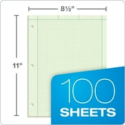 TOPS Engineering Computation Pad, 8-1/2 x 11, Glue Top, 5 x 5 Graph Rule on Back, Green Tint Paper, 3-Hole Punched, 100 Sheets (35500)