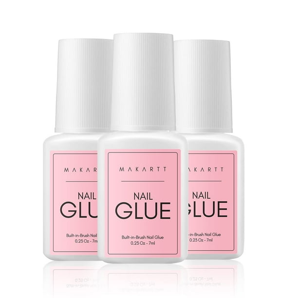 Makartt 3 Pcs Super Strong Nail Glue for Acrylic Nails, Super Brush on