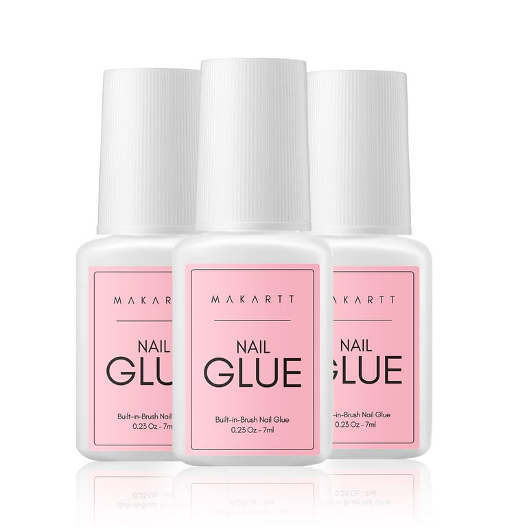 Makartt 3 Pcs Super Strong Nail Glue for Acrylic Nails Super Brush on Nail Glue Kit Bond Quickly for Fake Nails Nail Repair Artificial Nail Adhesive