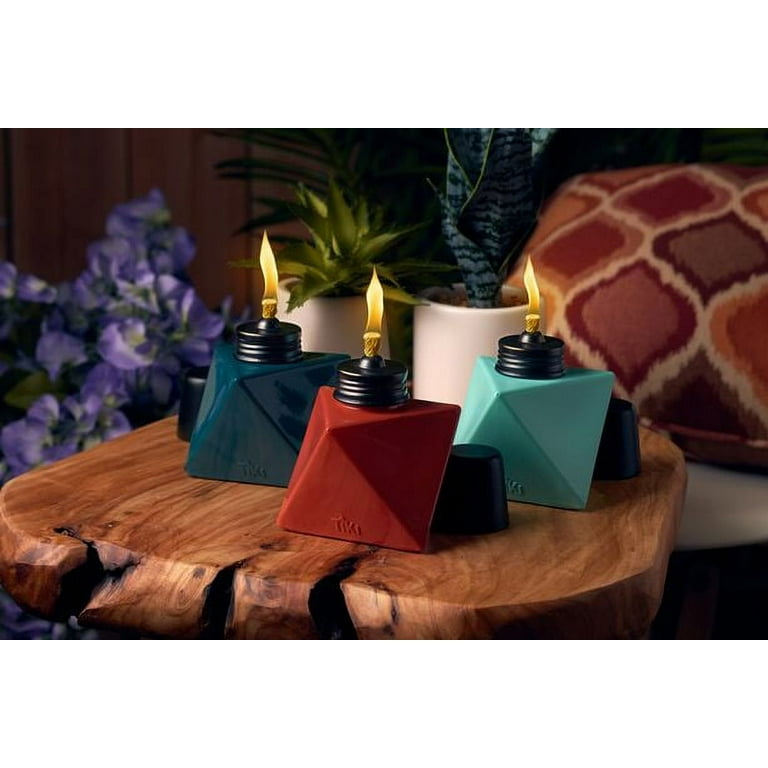 TIKI® Brand 3-Pack 4.25 Inch Table Torch Glass Prism Blue, Teal and Red TIKI® Brand 3-Pack 4.25 Inch Table Torch Glass Prism Blue, Teal and Red