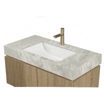 JERFIT 36 inch Light Gray Undermount Bathroom Vanity Top with Sintered Stone Countertop & Ceramic Sink, No Cabinet