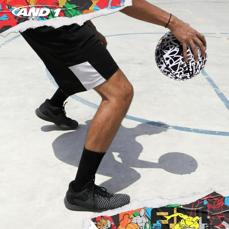 AND1 Fantom Rubber Basketball, Black & White Graffiti, 29.5
