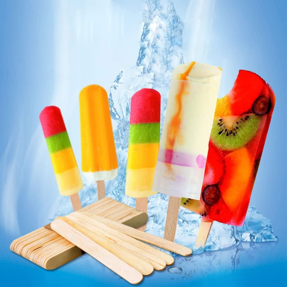 NOGIS 100 Pcs Craft Sticks Ice Cream Sticks Wooden Popsicle Sticks 6
