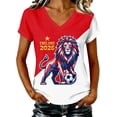 thumbnail image 2 of Women's Football Graphic T-Shirt,V-Neck Short Sleeve Graphic Print T-Shirt, Lightweight Summer Casual Soft Top for Everyday Wear for Soccer Tournament 2026 Red Size: 2XL, 2 of 4