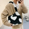 thumbnail image 5 of Yucurem Plush Underarm Bag Y2K Furry Purse Fluffy Tote Bag Autumn Winter Handbags for Women (White Heart), 5 of 10