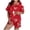 Red, variant on Matching Set Spring Sets for Women Women Printed Stand Up Collar Pocket Short Sleeved Top Shorts Home Wear Pajama Set Pink L