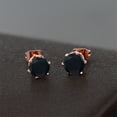 thumbnail image 2 of Gem Stone King 1.60 Ct Round 6mm Black Onyx Brass Rose Gold Plated Brass Stud Earrings for Women Men, 2 of 3