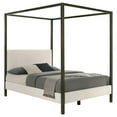 thumbnail image 2 of Pemberly Row Fabric Upholstered Eastern King Canopy Bed Vanilla and Bronze, 2 of 5