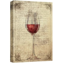 wall26 - Canvas Wall Art - A Glass of Red Wine on Vintage Letter Background - Gallery Wrap Modern Home Decor | Ready to Hang - 12x18 inches