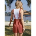 thumbnail image 6 of Asklazy Women Jumpsuits Casual Summer Rompers Sleeveless Loose Adjust Spaghetti Strap Shorts Overalls Jumpers with Pockets,Mother‘s Day,Rust,M, 6 of 10