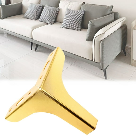 Gold Metal Furniture Legs, Heavy Duty Triangle Metal Furniture Feet, DIY Replacement for TV Stand, Sofa, Dresser, Cabinet, Vanity, 1 Pcs, 3.94x3.62"