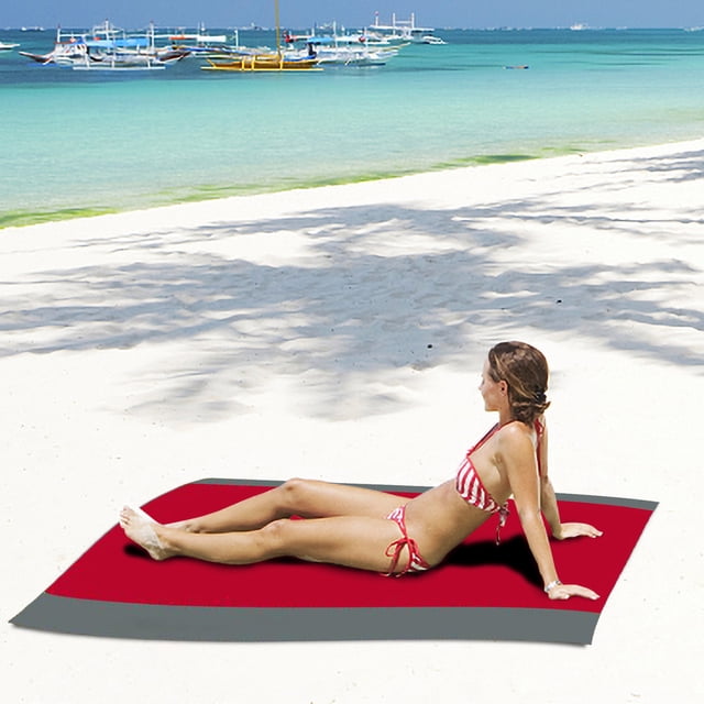 Compact Waterproof Sandproof Beach Mat (55"x79") - Foldable Picnic Blanket for Camping Hiking Family Outings