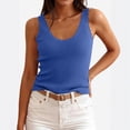 thumbnail image 2 of Womens Ribbed Knit Tank Top Summer Sleeveless Square Neck Casual Basic Slimming Sweater Vest Tops Blue M, 2 of 7