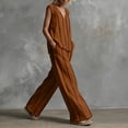 thumbnail image 4 of Levmjia Women Sets 2 Piece Outfits V Neck Sleeveless Striped Top High Waist Wide Leg Pants Pocket Set Summer Fashion Casual Loose Comfortable Travel Vacation Beachwear, 4 of 6