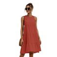thumbnail image 1 of Nouvelle Robe Ligne A Unie pour Femmes Design Patchwork Col Rond Mode Urbaine Sans Manches Taille Mi-Haute Décontractée Ample Mini Robe, 1 of 2