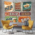 thumbnail image 1 of Tapiz para colgar en la pared, estilo vintage, comida rápida, estilo retro, 150 cm x 130 cm, 1 of 1