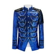thumbnail image 2 of UVEASISHA Mens Chinese Style Jackets Regular Fit Casual Stand Collar Dinner Suit Jacket Vintage Embroideried Button Party Dress Coat,Blue,XL, 2 of 6