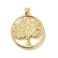 thumbnail image 2 of Rack Plating Brass with Cubic Zirconia Pendants Long-Lasting Plated Lead Free & Cadmium Free Tree of Life Charms Real 18K golden Plated 28x25x2mm Hole: 4x3.5mm, 2 of 3