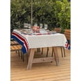 thumbnail image 3 of Outdoor Tablecloth with Umbrella Hole for Patio/Picnic/Party/Camping, Patriotic American Flag Waterproof Table Cloth Rectangle Table Cover Washable, Blue Red Flowers Wreath Retro Beige (52"x 70"), 3 of 9