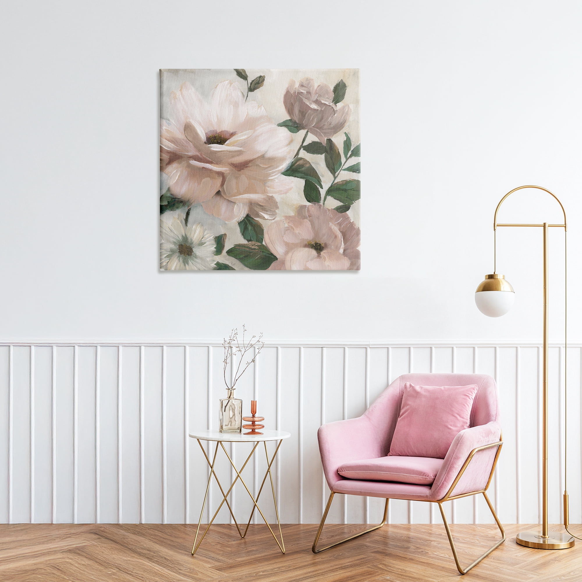 Stupell Industries Budding Blush Peonies & Leaves Canvas Wall Art, design by Nan