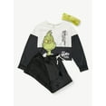 thumbnail image 4 of Justice Girls Grinch Long Sleeve Top and Wide Leg Pant with Grinch Headband, 3-Piece Pajama Set, Sizes 5-18 and Plus, 4 of 4