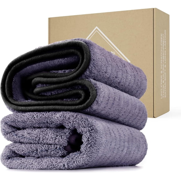 Large Car Drying Towel 16x24 Inch 2 Pack，Super Absorbent Microfiber Towels for Cars, RVs, Trucks, Scratch-Free Auto Detailing Cloth for Polishing, Waxing, Washing, Soft, Lint Free