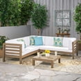 thumbnail image 6 of Oana Wooden 4 Piece Patio Sectional Sofa Set with Gray Cushions, 6 of 11