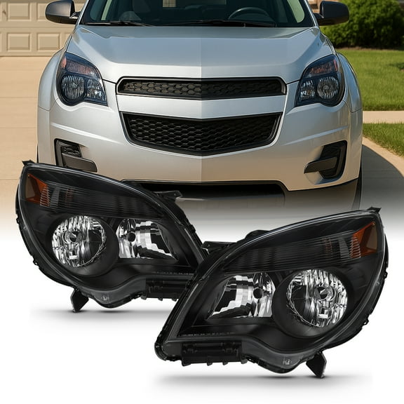 AKKON - For 2010-2015 Chevy Equinox Halogen Type Black Bezel Headlight Lamp Replacment L R