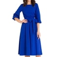 thumbnail image 1 of TSADFHJI Jupe Noire Grande Taille Femme Couleur Unie Col Rond Manches Mi-Longues Robe Ligne A Femme TG Bleu, 1 of 6