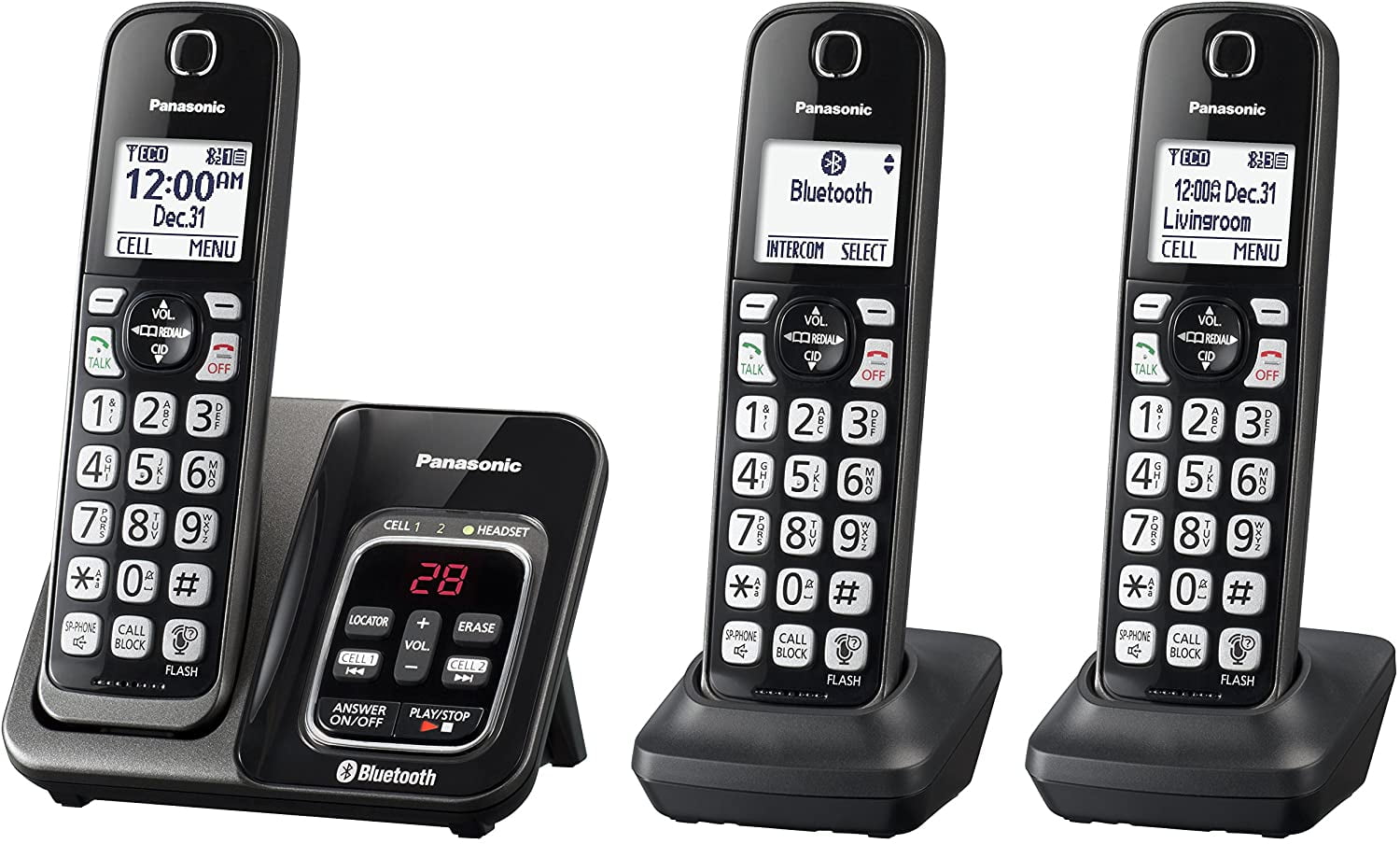 Renewed Panasonic KX-TGF383M Link2Cell Bluetooth Corded Cordless Cordless Phone and Answering Machine with 3 Cordless Handsets 