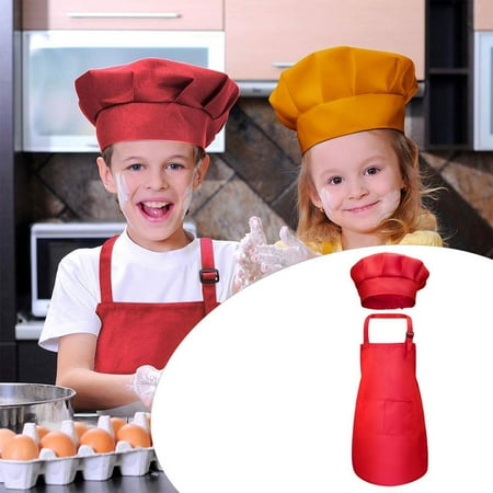 

Kids Apron And Chef Hat Set Adjustable Children Aprons With Pockets For Boys