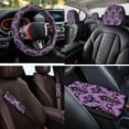 thumbnail image 4 of HUIACONG Floral Car Seat Cover Full Set for Women Girly Universal 14 Pcs Flowers Car Accessories Steering Wheel Cover Center Console Cover Seat Belt Pads Headrest Cover Coasters Keychain, 4 of 8
