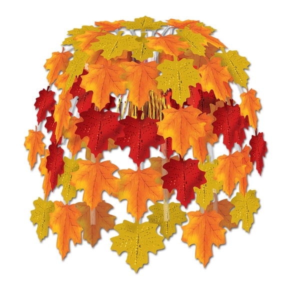Club Pack of 12 Orange and Green Leaves Thanksgiving Themed Cascade Hanging Decorations 24"