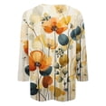 thumbnail image 5 of Beige Trendy Tops for Women 2024, 3/4 Sleeve Fashion Womens Clothing 2024, Work Polyester Spring Tops for Women 2024, Women's Fashion Button Up Three Quarter Sleeve T Shirt Printed Top, 5 of 5