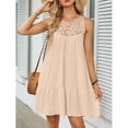 thumbnail image 5 of jinghuiyue Women’s Summer Hollow Out Halter Dresses Sleeveless Casual A-Line Tiered Swing Mini Dress Beach Vacation Sundress S, 5 of 6