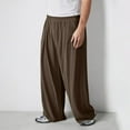 thumbnail image 2 of JIA JIA SHUANG Men's Cotton Linen Pants Casual Elastic Waist Trousers Baggy Wide Leg Summer Beach Clothes with Pockets, 2 of 7