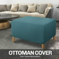 thumbnail image 2 of GHSDFBB Super Stretch Rectangle Ottoman Slipcover Oversized Soft Spandex Jacquard Small Ottoman Covers Square Footstool Slipcover Storage with Elastic Bottom for Living Room (X Large, Peacock Bl, 2 of 6