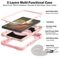thumbnail image 6 of ELEHOLD 3-Layer Shockproof Case For Samsung Tab S6 Lite 10.4" (2019), Rugged Cover with 360° Rotating Kickstand, Wrist Strap, Detachable Shoulder Strap, Rose Gold, 6 of 7