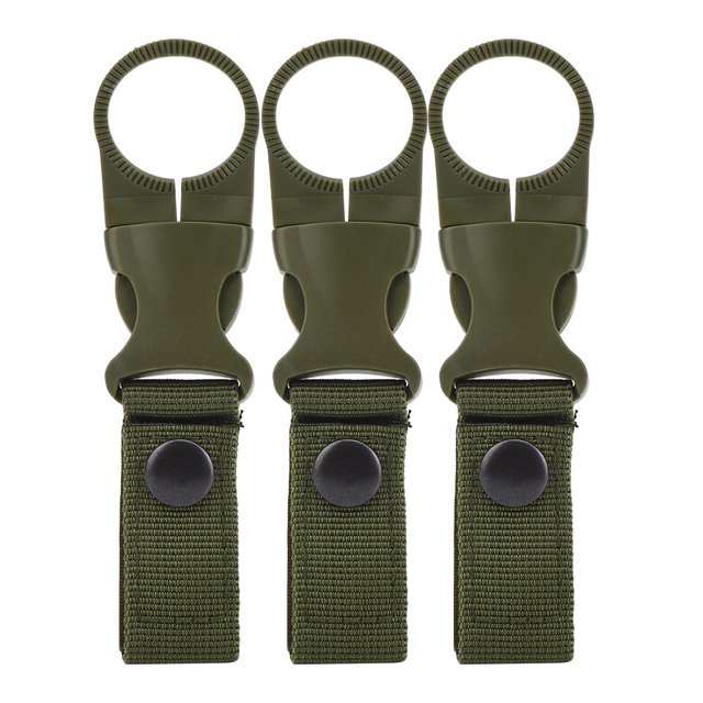 Equipo portátil para exteriores para viajes y senderismo, cinturón con mosquetón de nailon verde multifuncional para botellas de agua