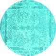 thumbnail image 1 of Ahgly Company Indoor Round Oriental Turquoise Blue Industrial Area Rugs, 4' Round, 1 of 4