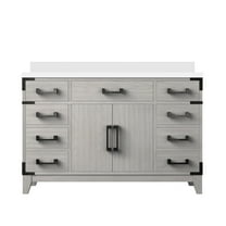 Harbor 48 in W x 22 in D White Oak Single Bath Vanity and White Quartz Top