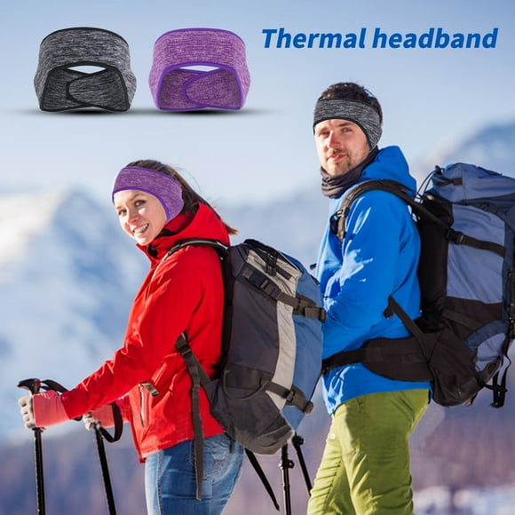 Sport Headband Wear Resistance Adjustable Fastener Tape High Elasticity Moisture-proof Windproof Keep Warm Accessory Fleece Earmuffs Running Headband for Winter