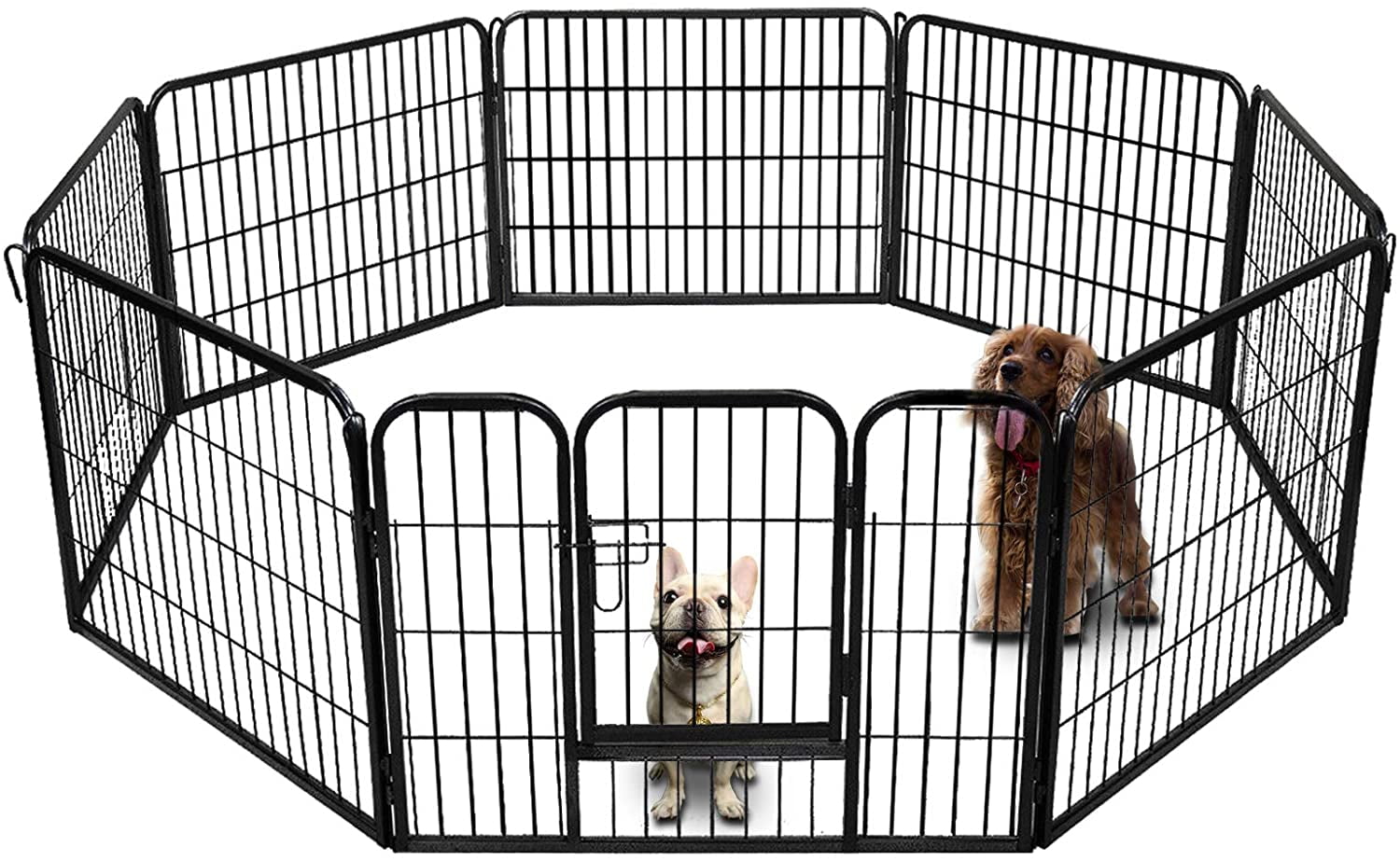 24" 8Panels Heavy Duty Folding Metal Dog Exercise Pens Fence Gate