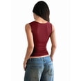 thumbnail image 3 of Button Up Tank Tops for Women Ribbed Sleeveless Button Down Shirts Vest Y2k Crop Top Going Out Basic Fitted Vest Red L, 3 of 7