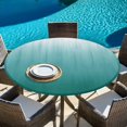 thumbnail image 6 of Teal Green Ombre Round Tablecloth, Fitted Table Cover with Elastic for 45"-54" Round Tables, Contemporary Gradient Abstract Art Table Cloth Outdoor Indoor Dinning Party Waterproof Tablecloths, 6 of 7