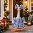 thumbnail image 2 of Aurorax Christmas Porch Goose Outfits 23" Holiday,Goose Clothes for Cement Goose Porch Goose 17/19 inch,Blue Lace Skirt and Bow Winter 23" Porch Goose Clothing Accessories for Outdoor Lawn Yard, 2 of 7