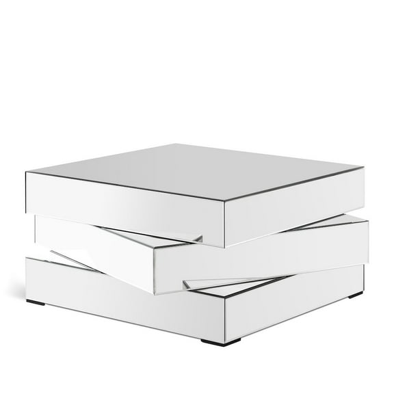 Meridian Furniture Haven Stacked Design Mirrored Coffee Table