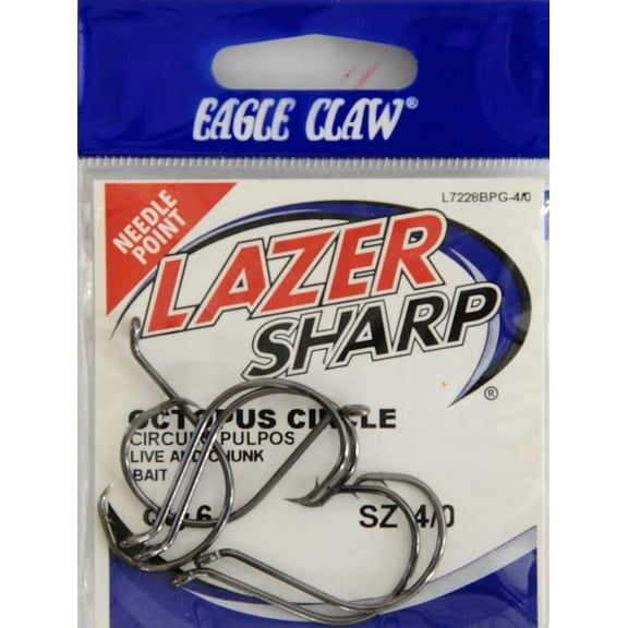 Lazer Sharp L7228BPGH4/0 Octopus Circle Hook, Black, Size 4/0, 6 Pack